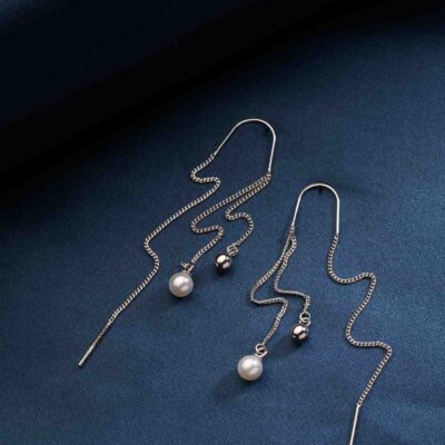 Pearl Sui Dhaga Earrings (Silver)
