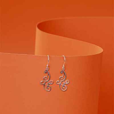 Dangling Outlined Swirls Earrings (Silver)