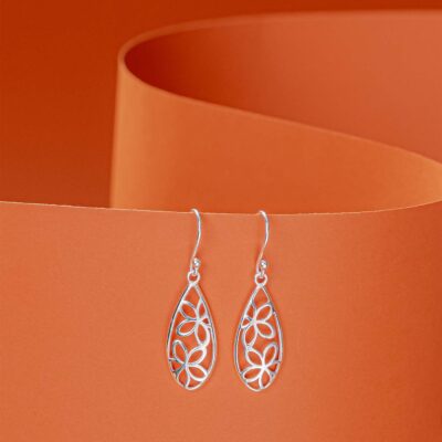 Dangling Floral Earrings (Silver)