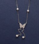 Pearly Butterfly Necklace (Silver)