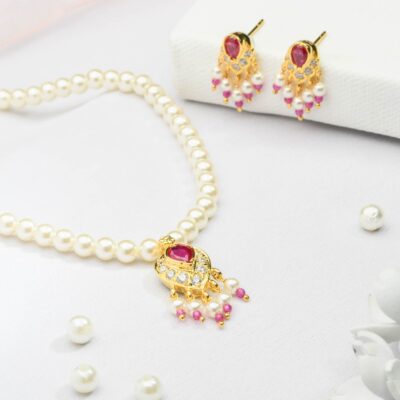 Silver Moti Necklace SET