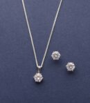 Shining Silver Sphere Necklace Set (Silver)