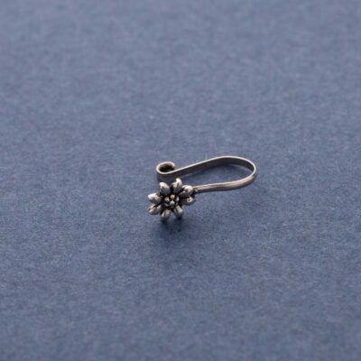 Silver Sunflower Nose Pin (Clip-On)