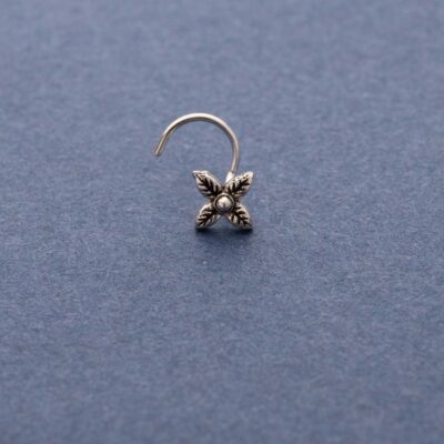 Silver Four Petals Nose Pin