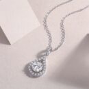 1 Carat Moissanite Teardrop Pendant Necklace in 925 Sterling Silver