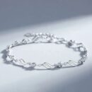 Silver Wave Link Bracelet with Crystal Accents (Minimal Elegant Design)